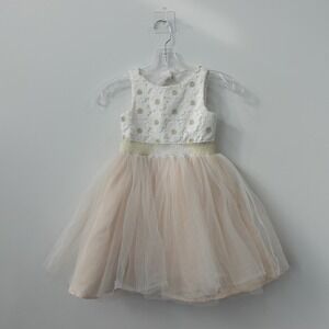 Little Angel Flower Girl Dress 5 Cream Pink 3D Flower Tutu Beaded Cut Out Fairy